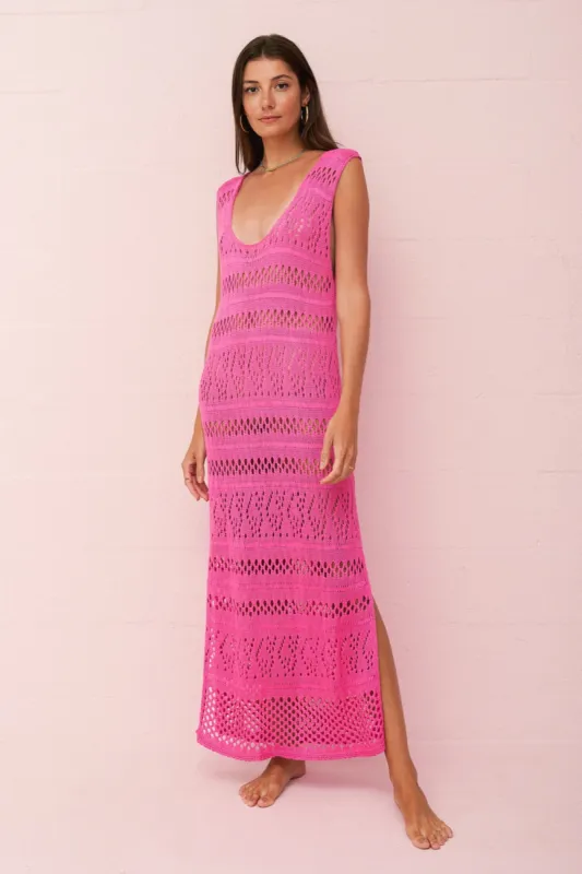 Selene Crochet Slit Dress sold by Pitusa