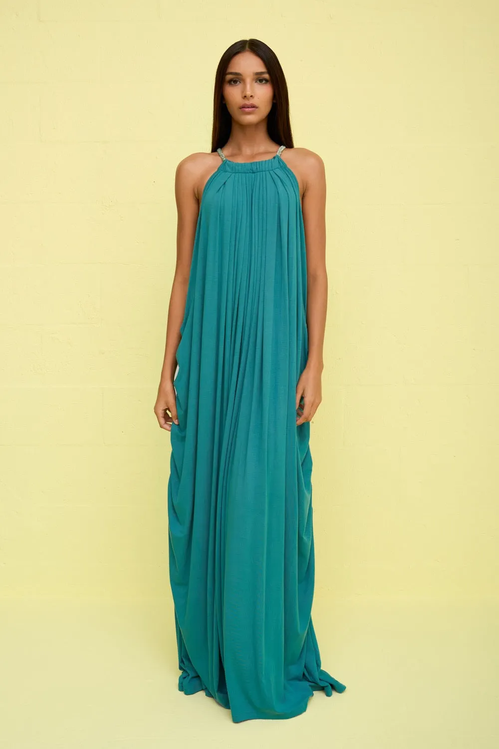 Goddess Draped Halter Maxi sold by Pitusa