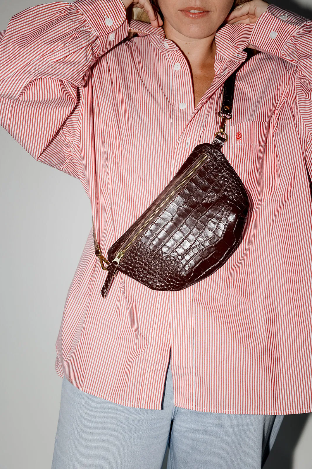Sling Bag, Espresso Croco sold by Abby Alley