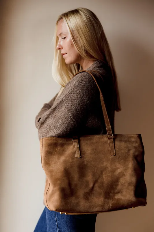 The Tote Bag, Caramel Suede sold by Abby Alley