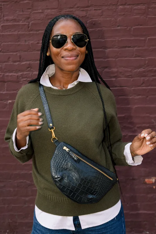 The Midi Sling, Black Croco sold by Abby Alley