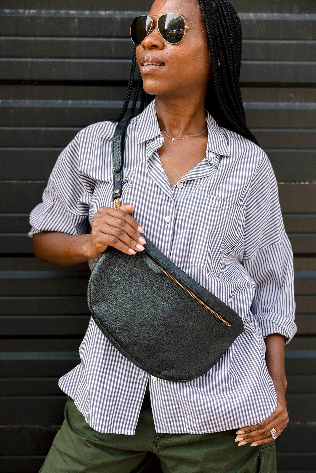 The Big Sling Bag, Pebbled Black sold by Abby Alley product image thumbnail 3