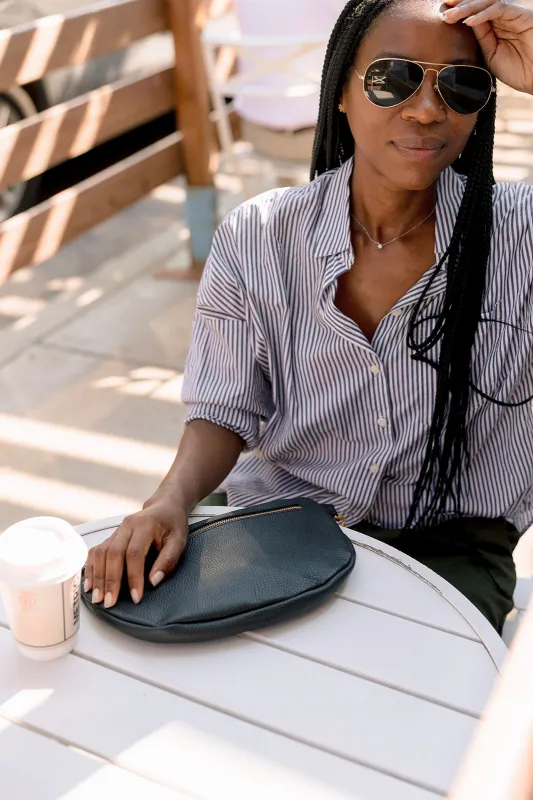 The Big Sling Bag, Pebbled Black sold by Abby Alley