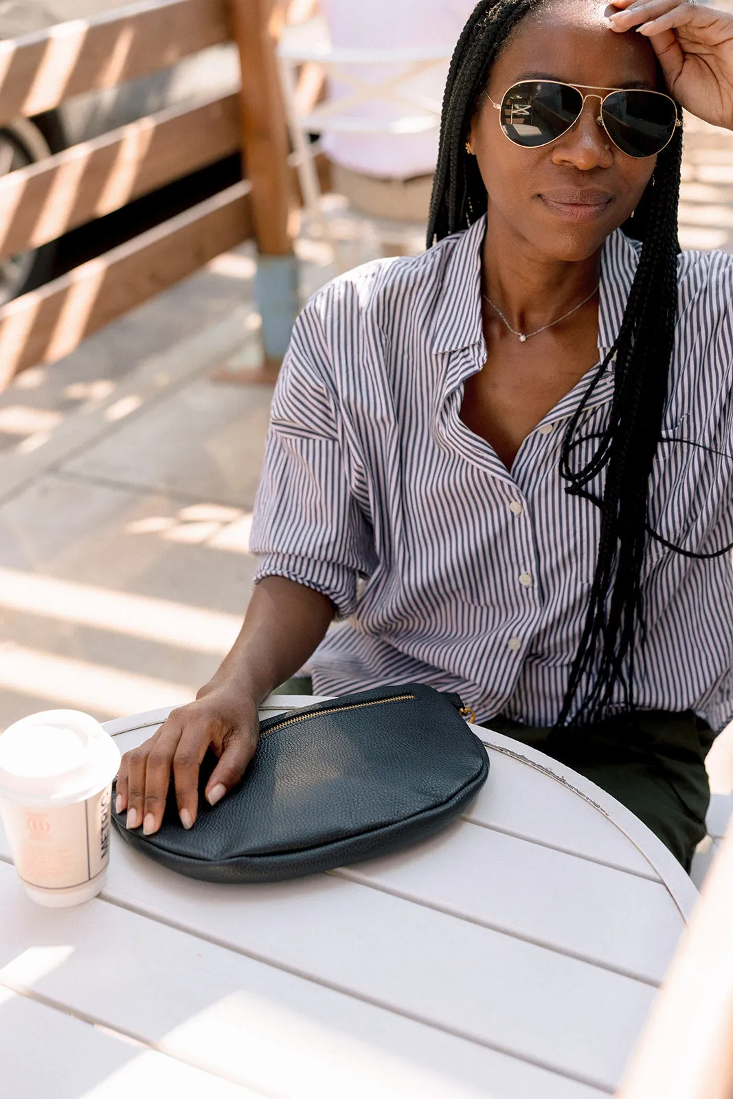 The Big Sling Bag, Pebbled Black sold by Abby Alley