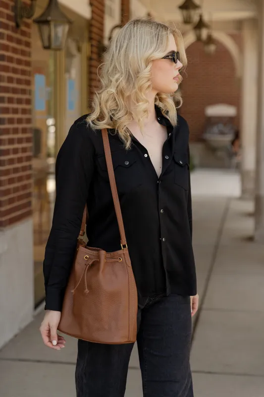 The Everyday Bucket Bag, Cognac sold by Abby Alley