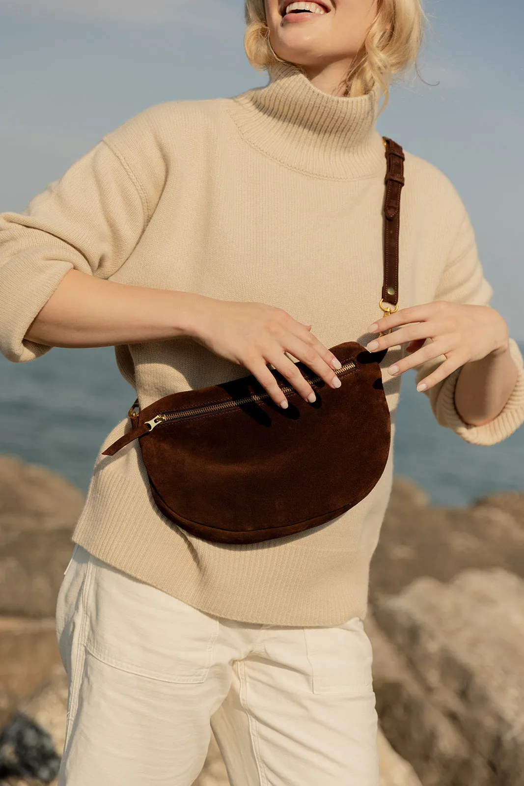 The Big Sling Bag, Chocolate Suede sold by Abby Alley product image thumbnail 3