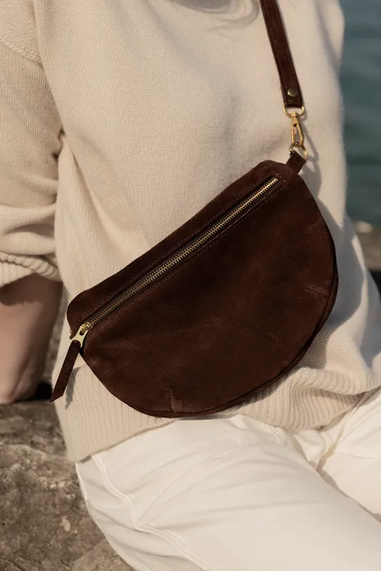 The Midi Sling, Chocolate Suede sold by Abby Alley