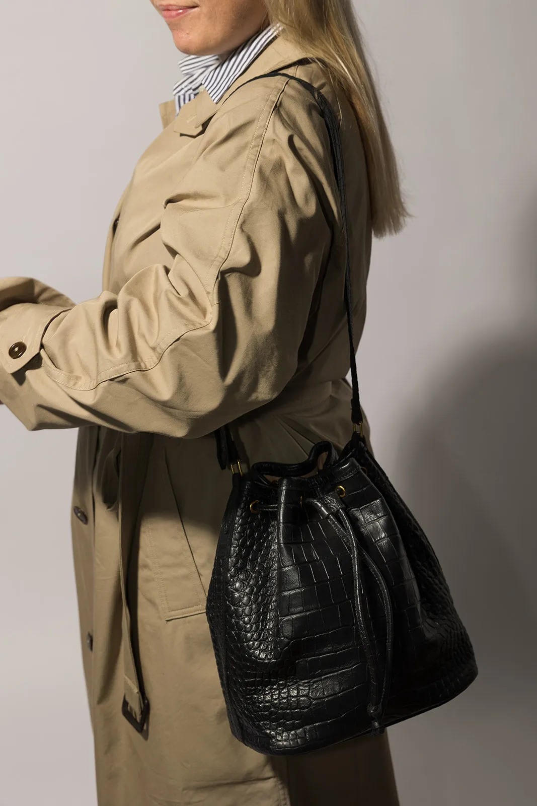 The Everyday Bucket Bag, Black Croco sold by Abby Alley product image thumbnail 3