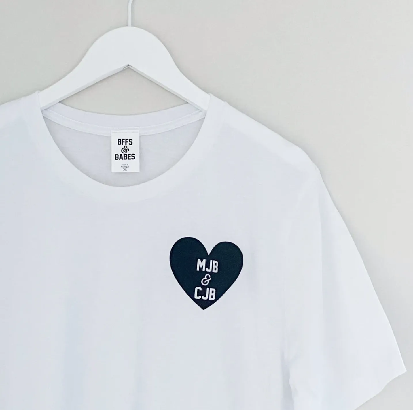 HEART U MOST ♡ white adult tee with black heart sold by BFFS & BABES product image thumbnail 3