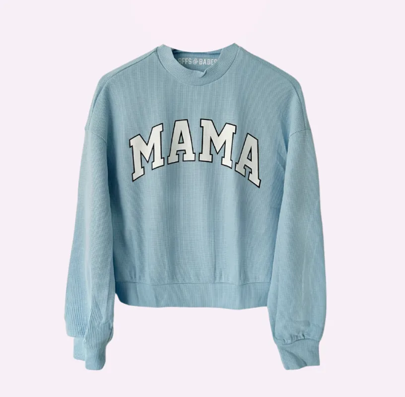 COLLEGIATE MAMA ♡ mock neck waffle top sold by BFFS & BABES
