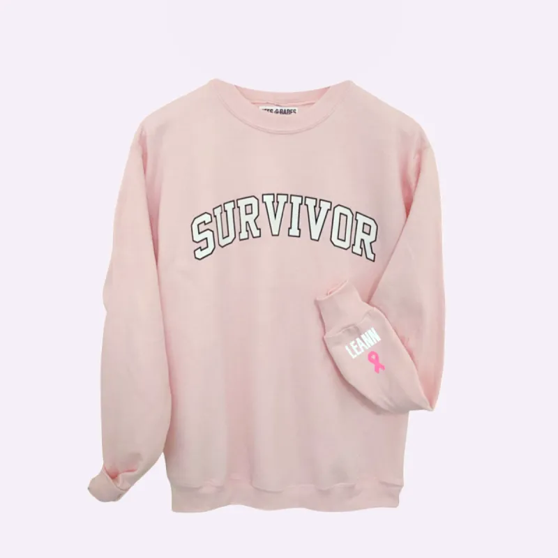 SURVIVOR ♡ personalizable ribbon on the cuff sweatshirt sold by BFFS & BABES