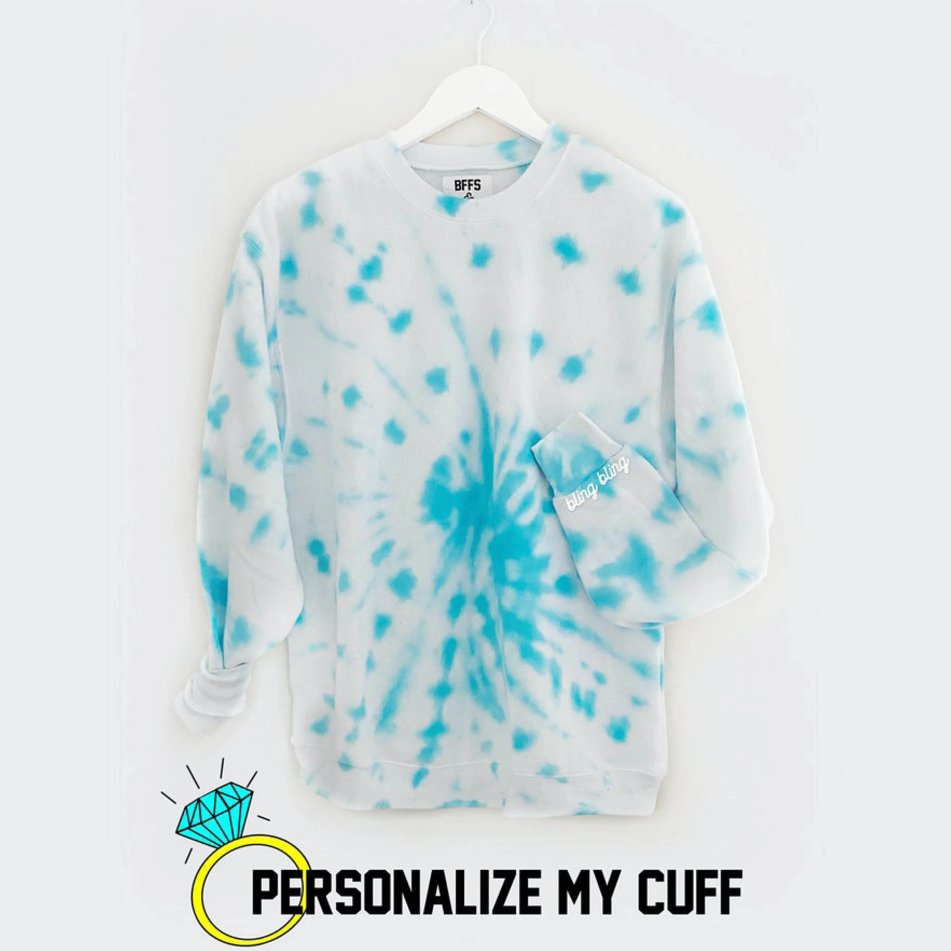 TURQUOISE SWIRL ENGAGED AF ♡ custom cuff sweatshirt sold by BFFS & BABES
