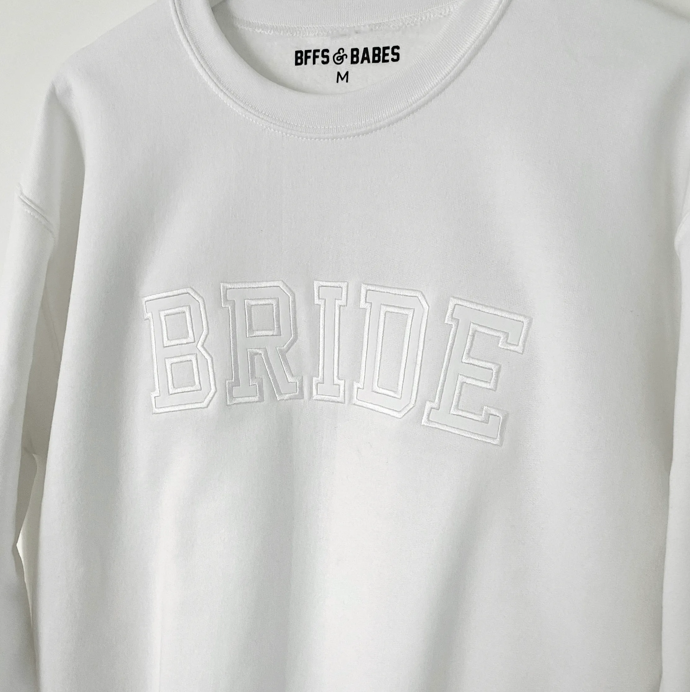 BRIDE ♡ white adult embroidered sweatshirt sold by BFFS & BABES product image thumbnail 2