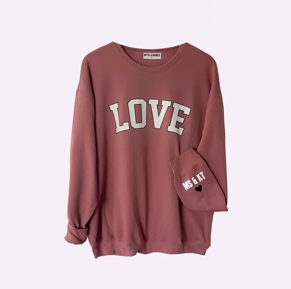 LOVE ON THE CUFF ♡ antique love sweatshirt with personalized cuff sold by BFFS & BABES