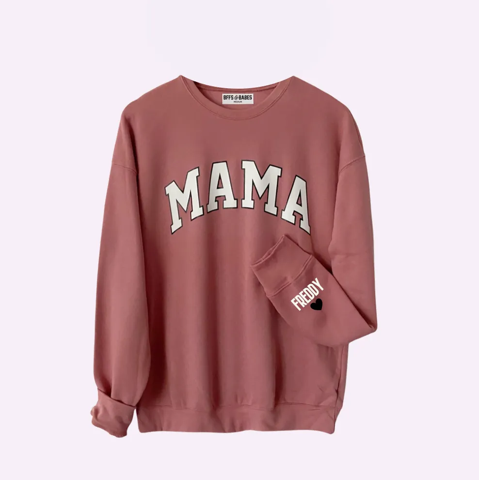 LOVE ON THE CUFF ♡ antique mama sweatshirt with personalized cuff sold by BFFS & BABES