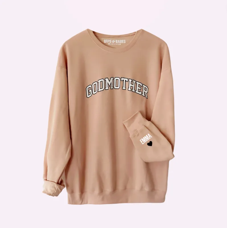 LOVE ON THE CUFF ♡ blush godmother sweatshirt with personalized cuff sold by BFFS & BABES