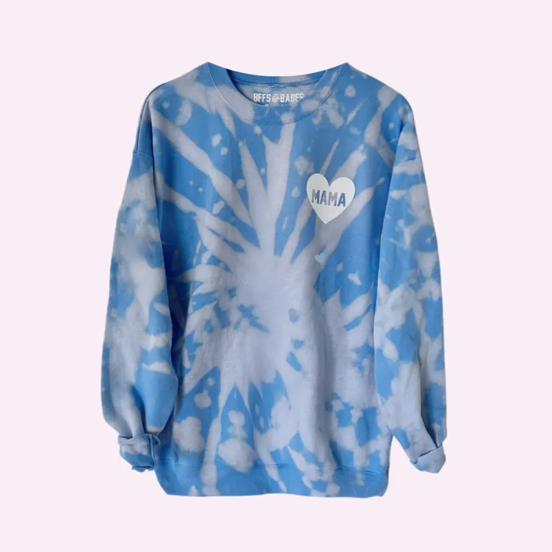 HEART U MAMA ♡ blue tie-dye sweatshirt sold by BFFS & BABES