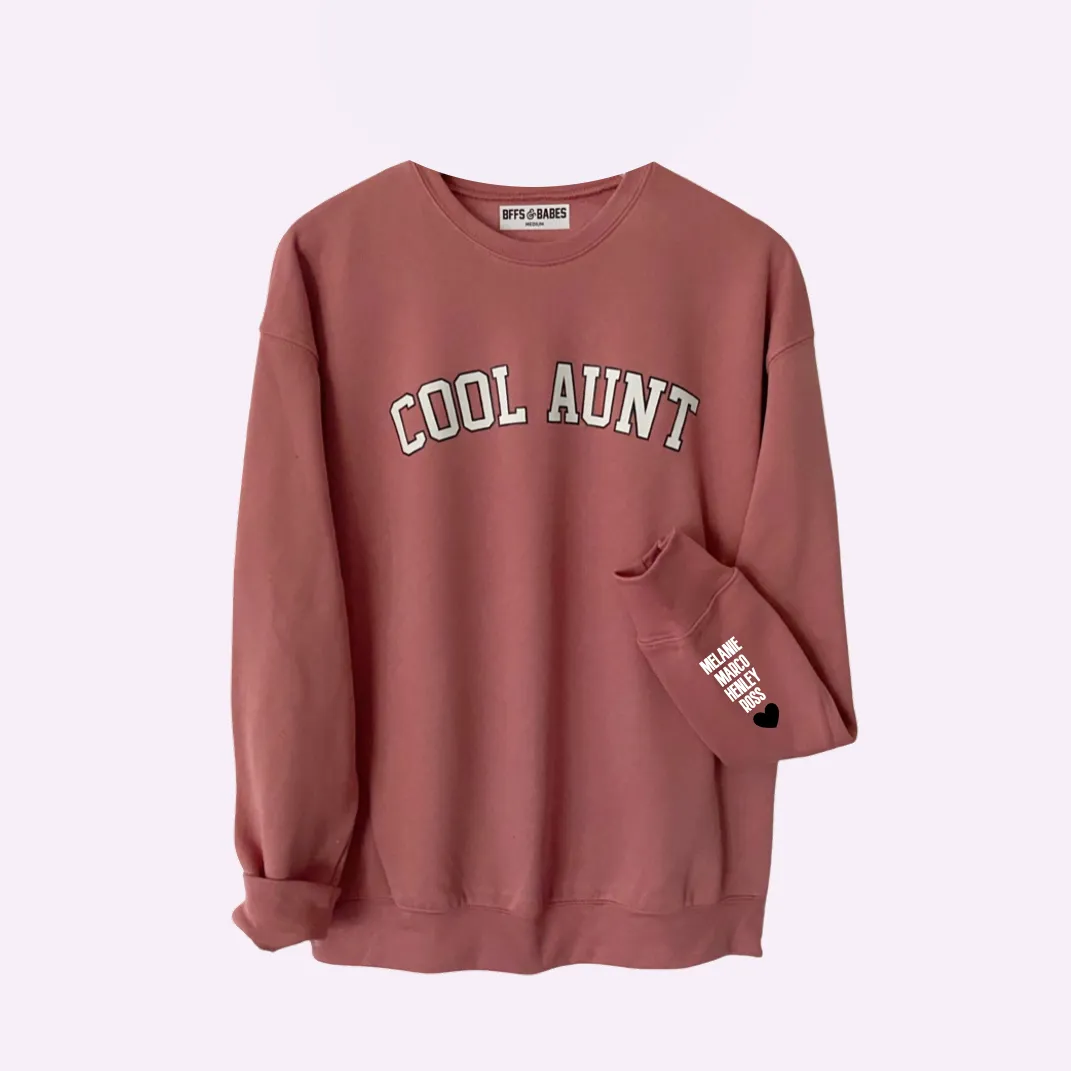 LOVE ON THE CUFF ♡ antique cool aunt sweatshirt with personalized cuff sold by BFFS & BABES