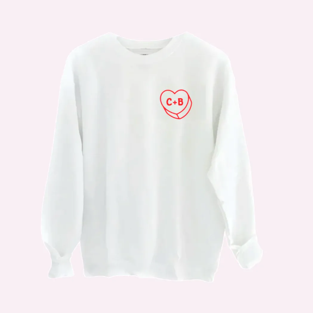LUV LETTERS ♡ personalizable white sweatshirt sold by BFFS & BABES