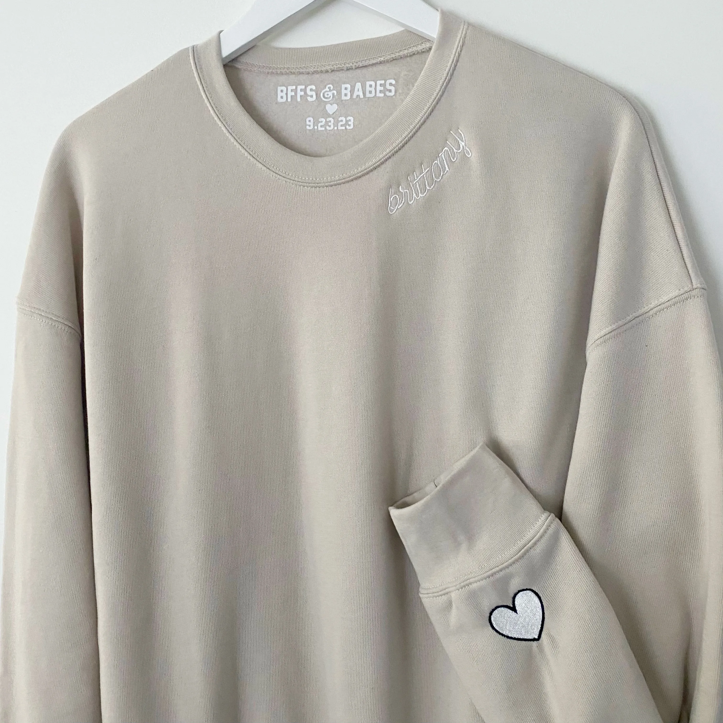 BFFS & BABES x YOU ♡ personalized label + stitch collar beige sweatshirt sold by BFFS & BABES product image thumbnail 2
