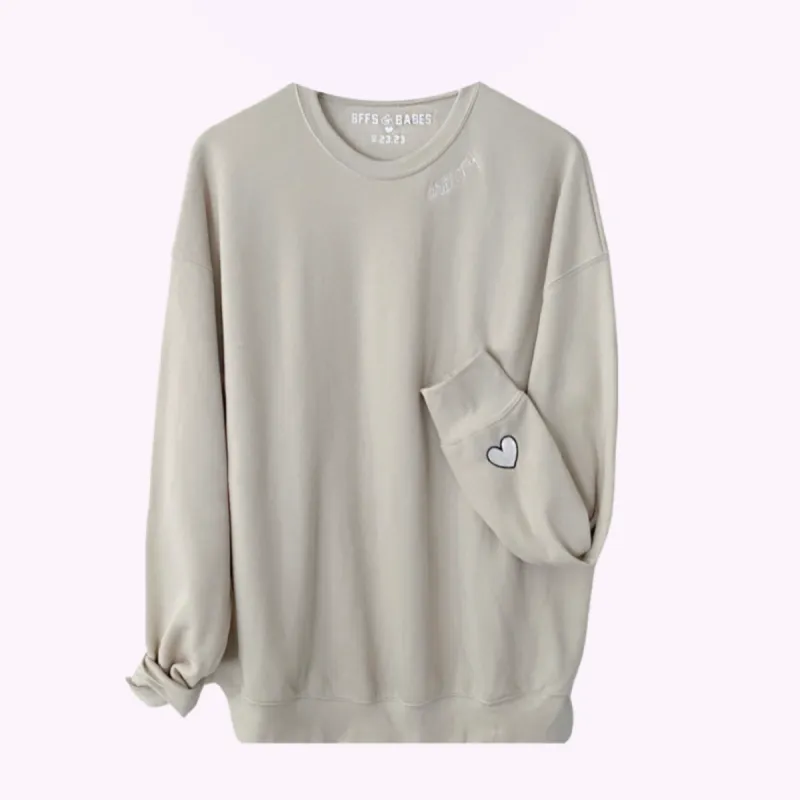 BFFS & BABES x YOU ♡ personalized label + stitch collar beige sweatshirt sold by BFFS & BABES