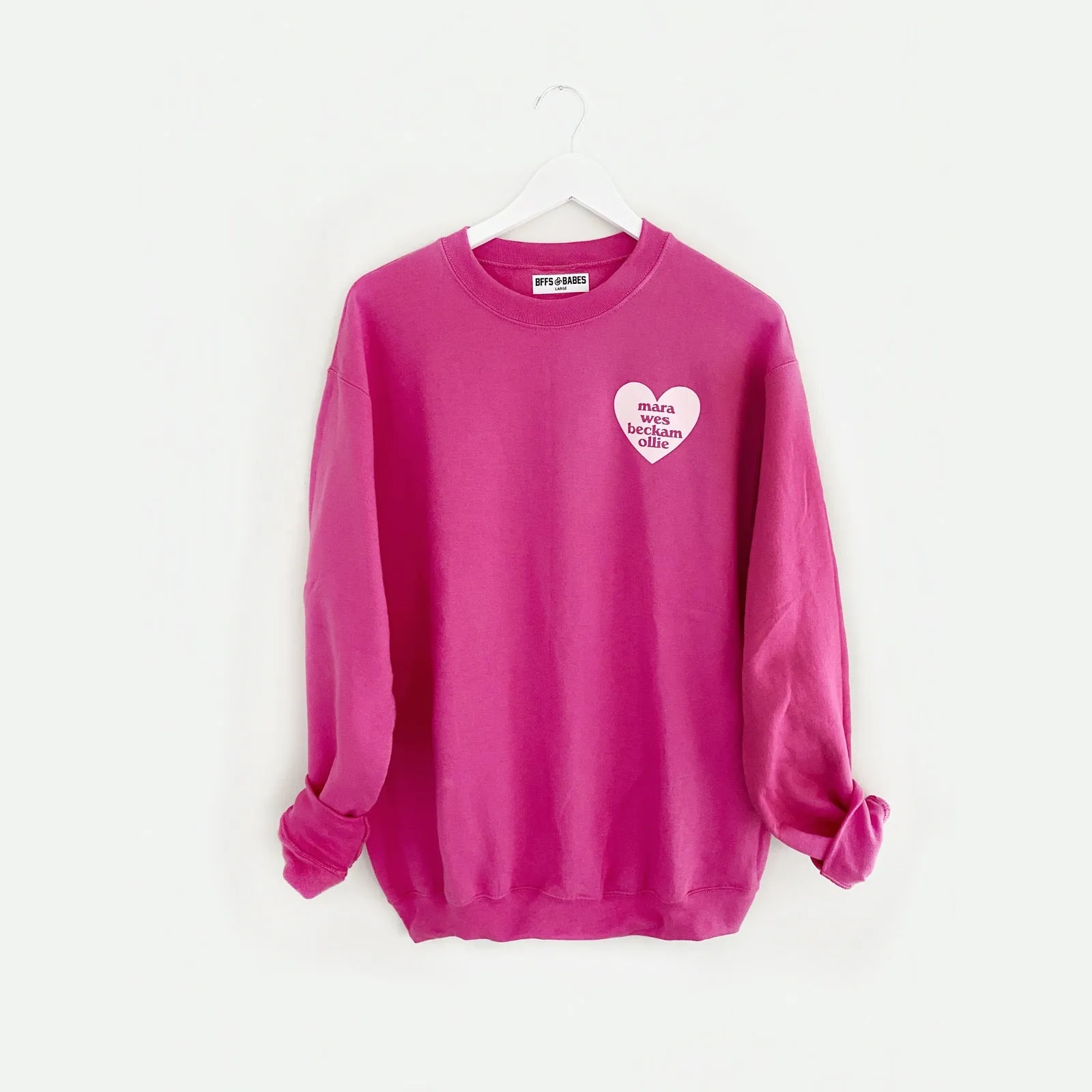 HEART U MOST ♡ pink punch adult sweatshirt sold by BFFS & BABES product image thumbnail 4
