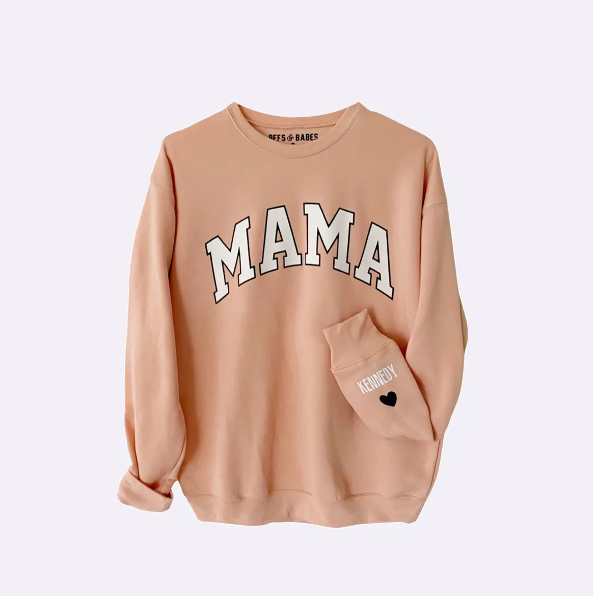 LOVE ON THE CUFF ♡ blush mama sweatshirt with personalized cuff sold by BFFS & BABES