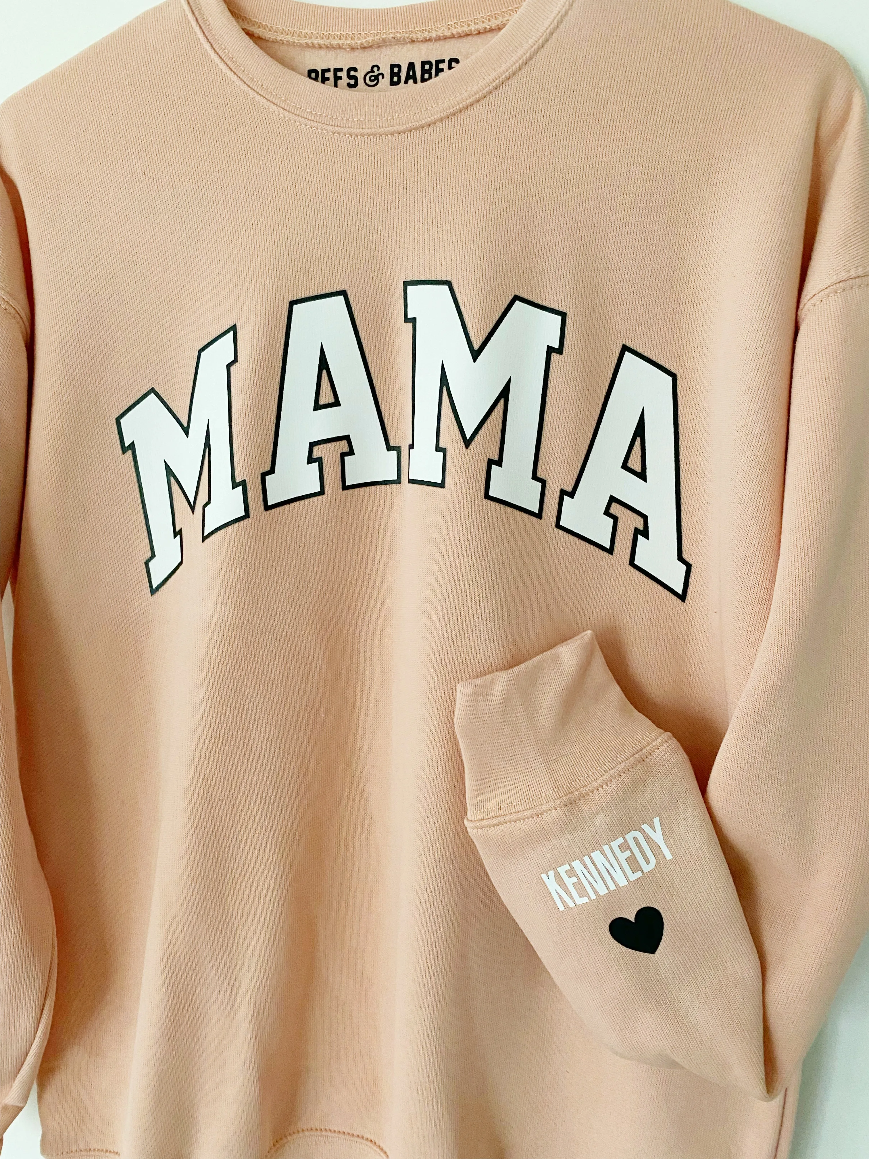 LOVE ON THE CUFF ♡ blush mama sweatshirt with personalized cuff sold by BFFS & BABES product image thumbnail 3