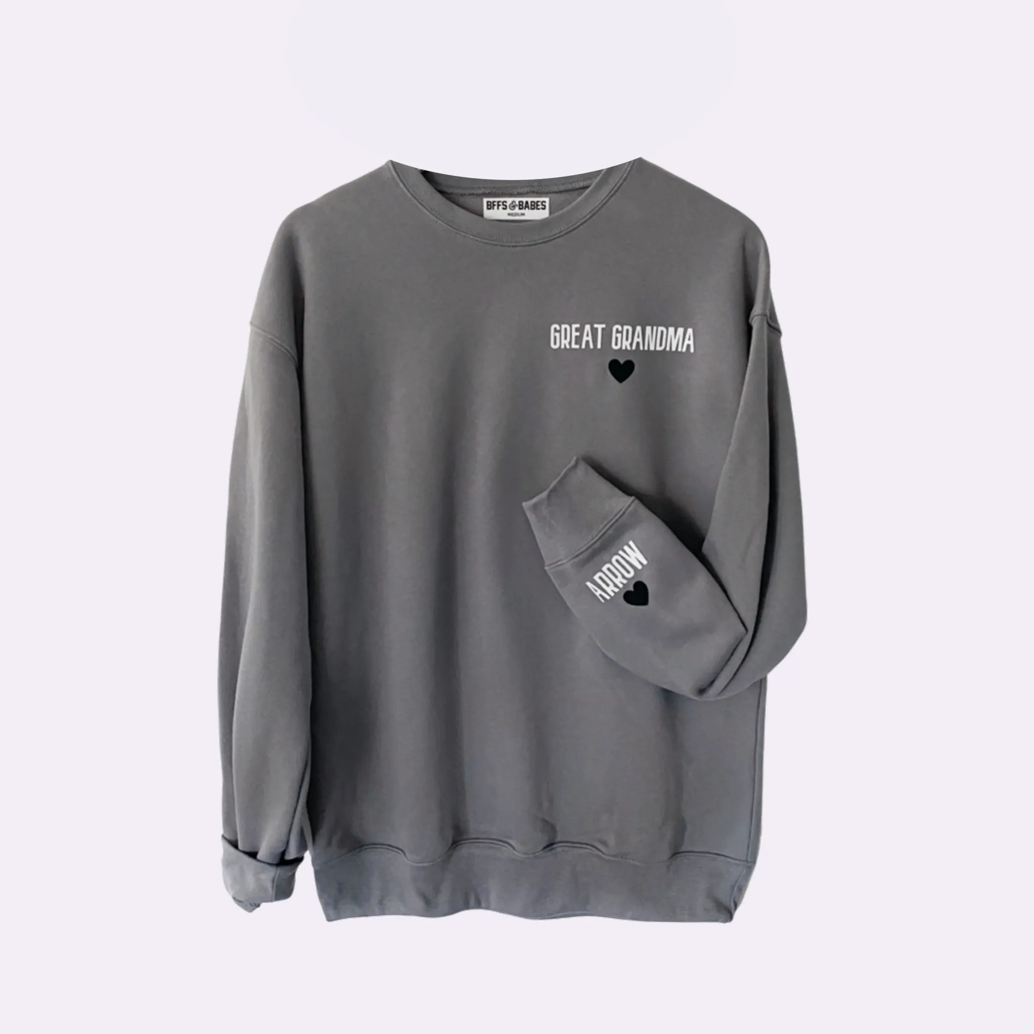 LOVE ON THE CUFF ♡ customizable stormy sweatshirt with personalized cuff sold by BFFS & BABES