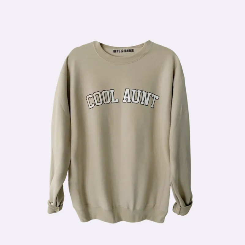 COLLEGIATE AUNT ♡ beige printed cool aunt sweatshirt sold by BFFS & BABES
