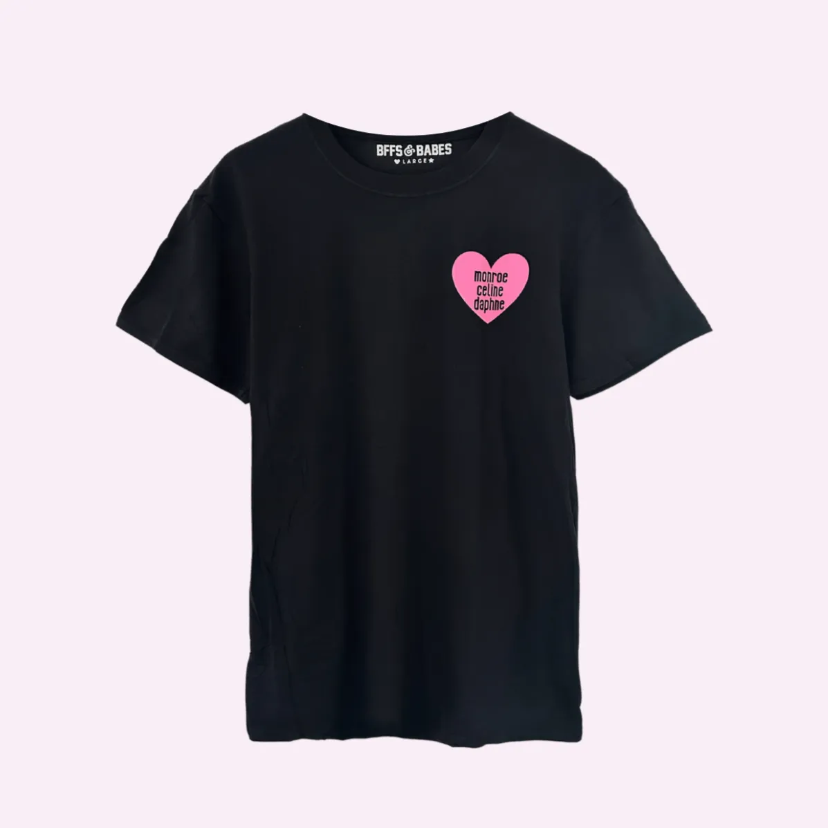 HEART U MOST ♡ black adult tee with pink heart sold by BFFS & BABES