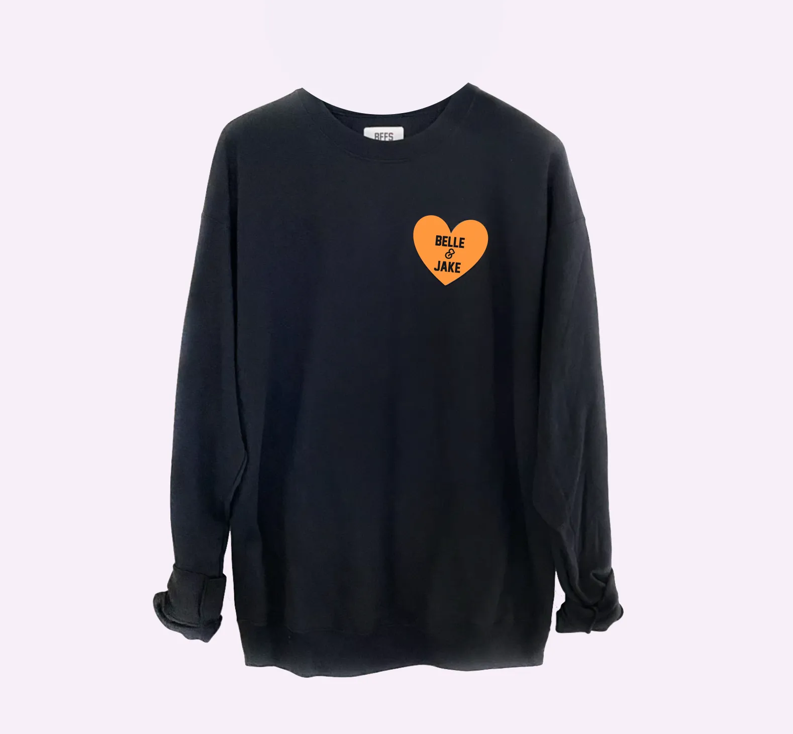 HEART U MOST ♡ black adult sweatshirt with orange heart sold by BFFS & BABES product image thumbnail 3