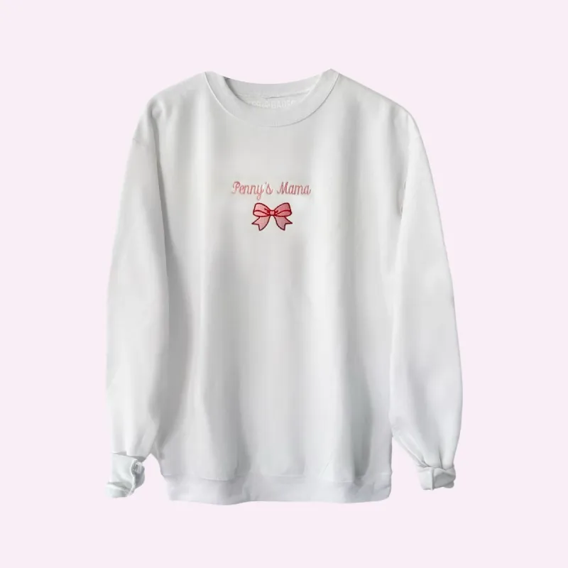 BOW STITCH ♡ adult custom embroidered sweatshirt with bow sold by BFFS & BABES