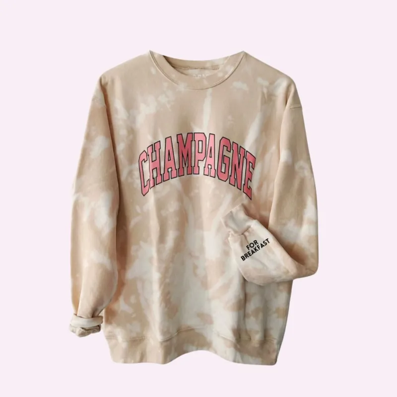 CHAMPAGNE ♡ tie-dye sweatshirt with customizable cuff sold by BFFS & BABES