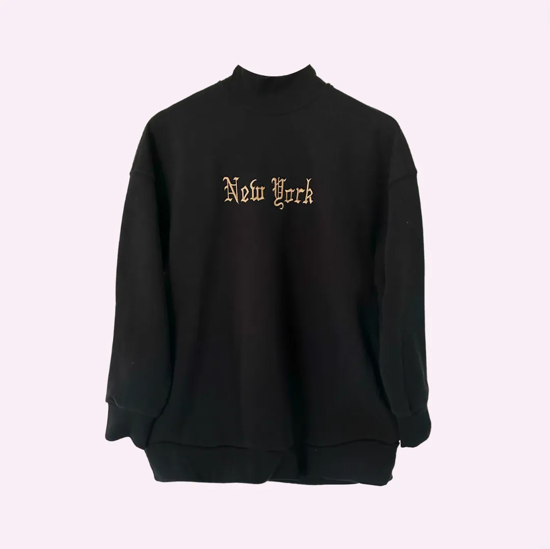 OLD SCHOOL STITCH ♡ black customizable embroidered mock neck sweatshirt sold by BFFS & BABES