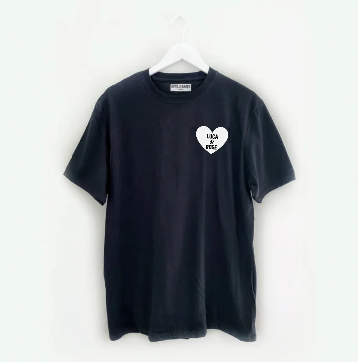 HEART U MOST ♡ black adult tee with white heart sold by BFFS & BABES product image thumbnail 3