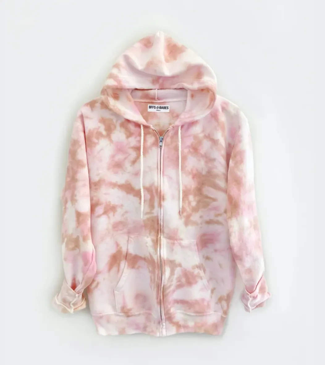 DUSTDYE ROSE ZIP UP ♡ custom hooded zip up sweatshirt sold by BFFS & BABES product image thumbnail 5