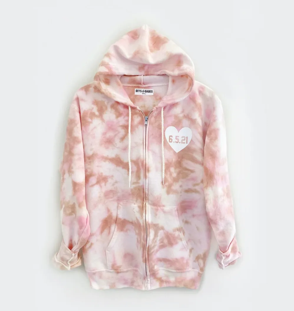 DUSTDYE ROSE ZIP UP ♡ custom hooded zip up sweatshirt sold by BFFS & BABES product image thumbnail 4