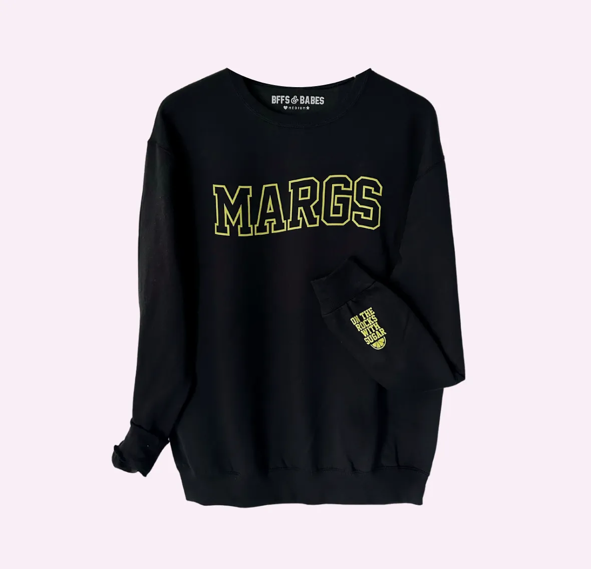 MARGS ♡ black printed sweatshirt ♡ select your cuff sold by BFFS & BABES