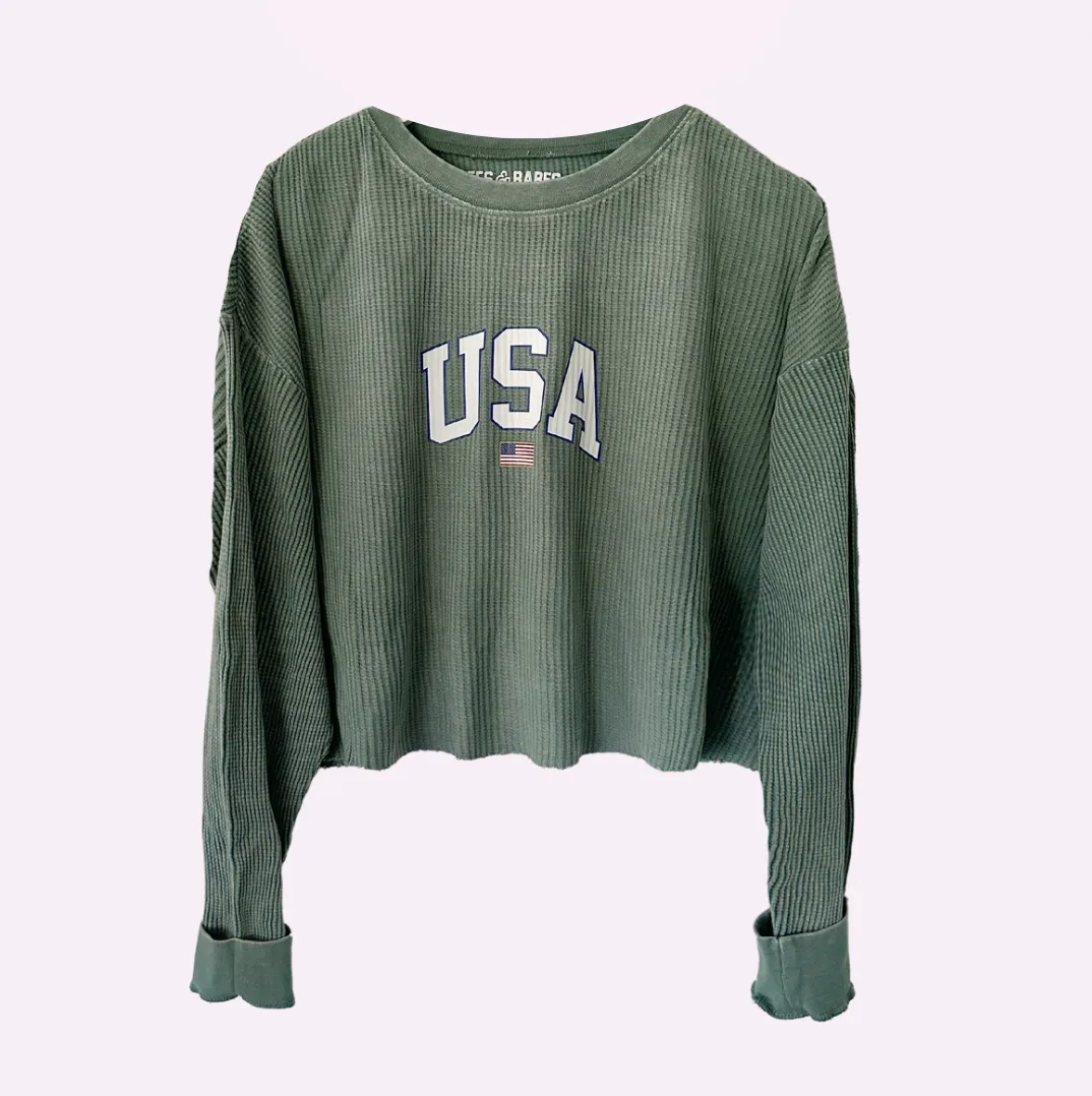 USA CROP ♡ printed thermal top sold by BFFS & BABES