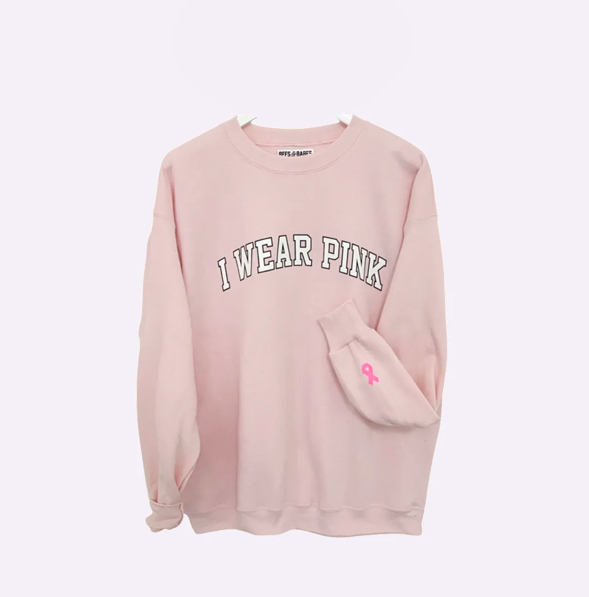 I WEAR PINK ♡ personalizable ribbon on the cuff sweatshirt sold by BFFS & BABES product image thumbnail 3