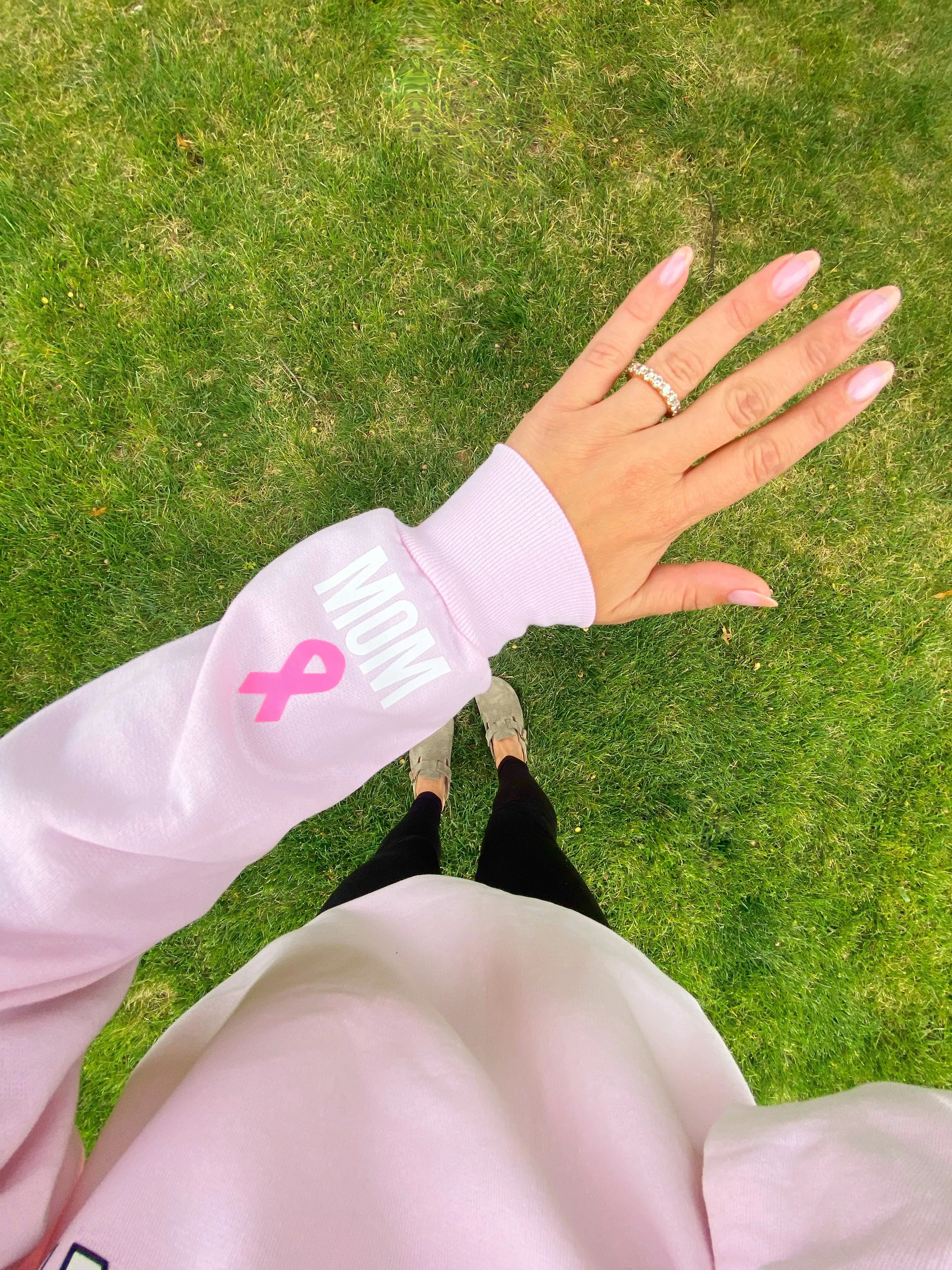 I WEAR PINK ♡ personalizable ribbon on the cuff sweatshirt sold by BFFS & BABES product image thumbnail 2