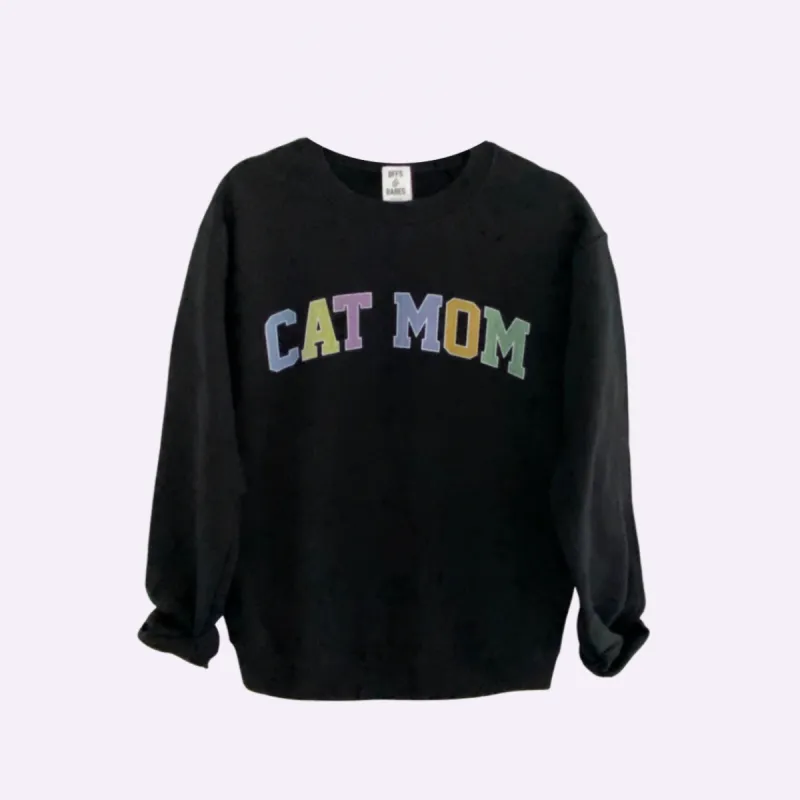 CAT MOM ♡ black graphic sweatshirt sold by BFFS & BABES