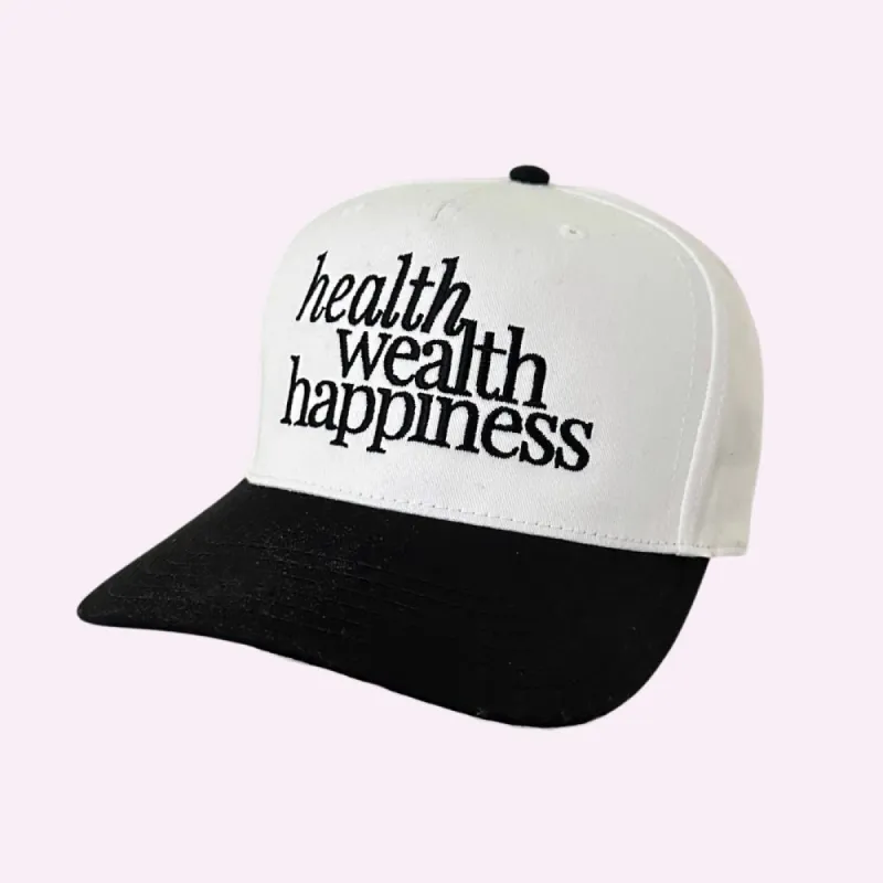 HEALTH WEALTH HAPPINESS ♡ embroidered classic hat made by BFFS & BABES