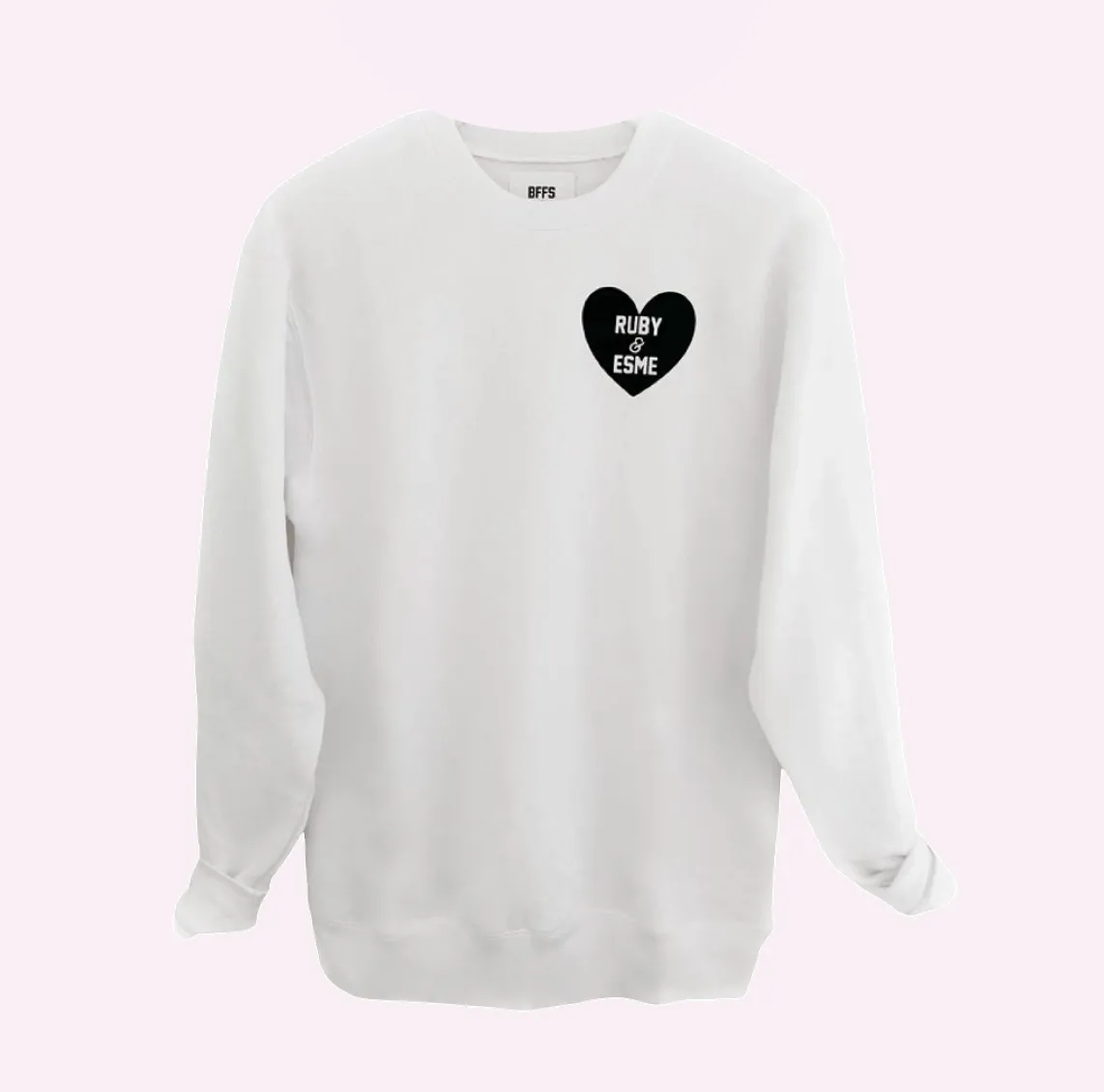HEART U MOST ♡ white adult sweatshirt with black heart sold by BFFS & BABES