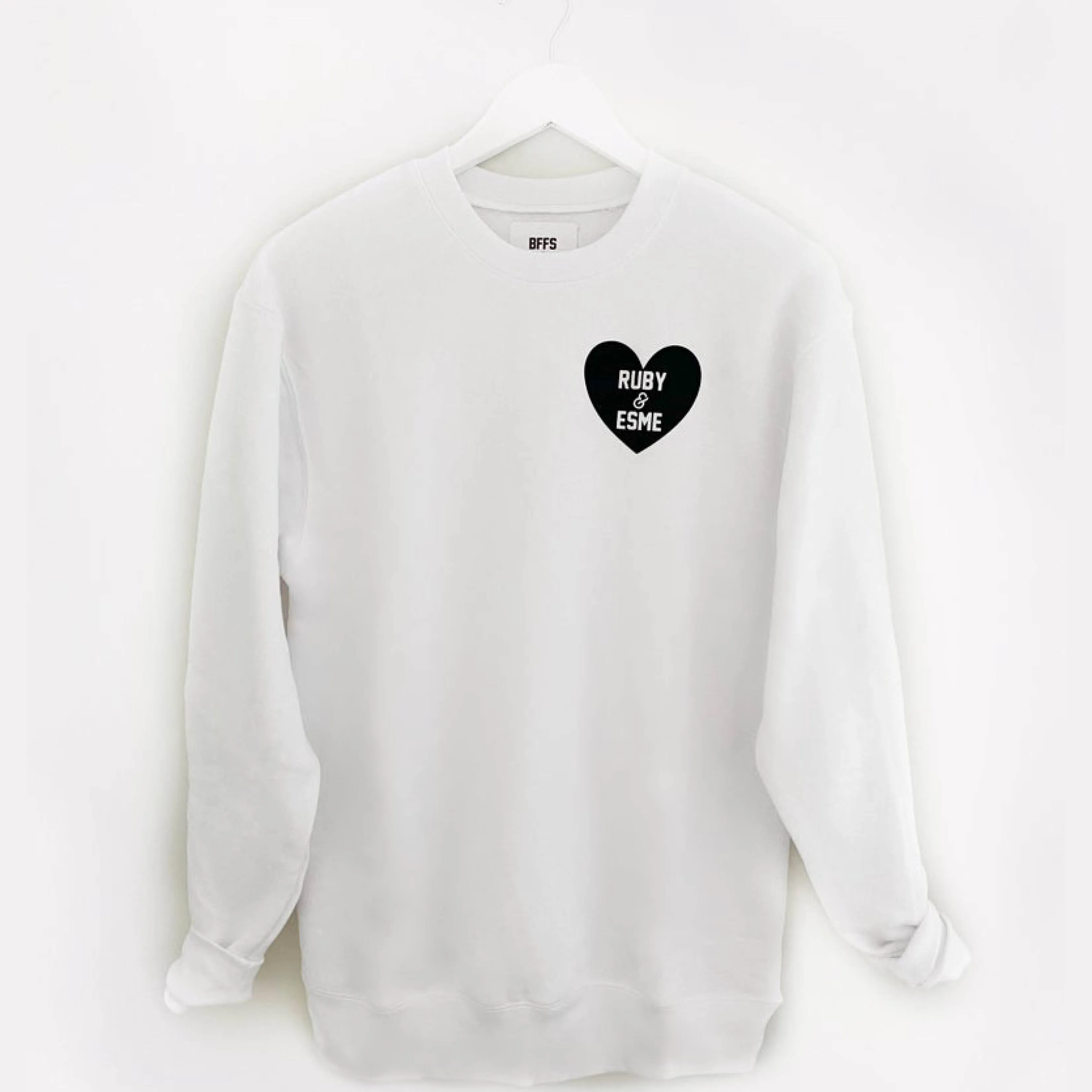 HEART U MOST ♡ white adult sweatshirt with black heart sold by BFFS & BABES product image thumbnail 3