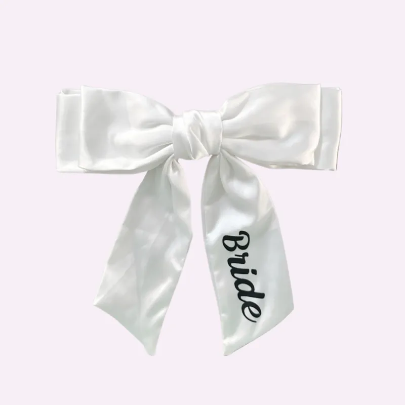 SATIN BOW ♡ white personalizable clip in bow sold by BFFS & BABES