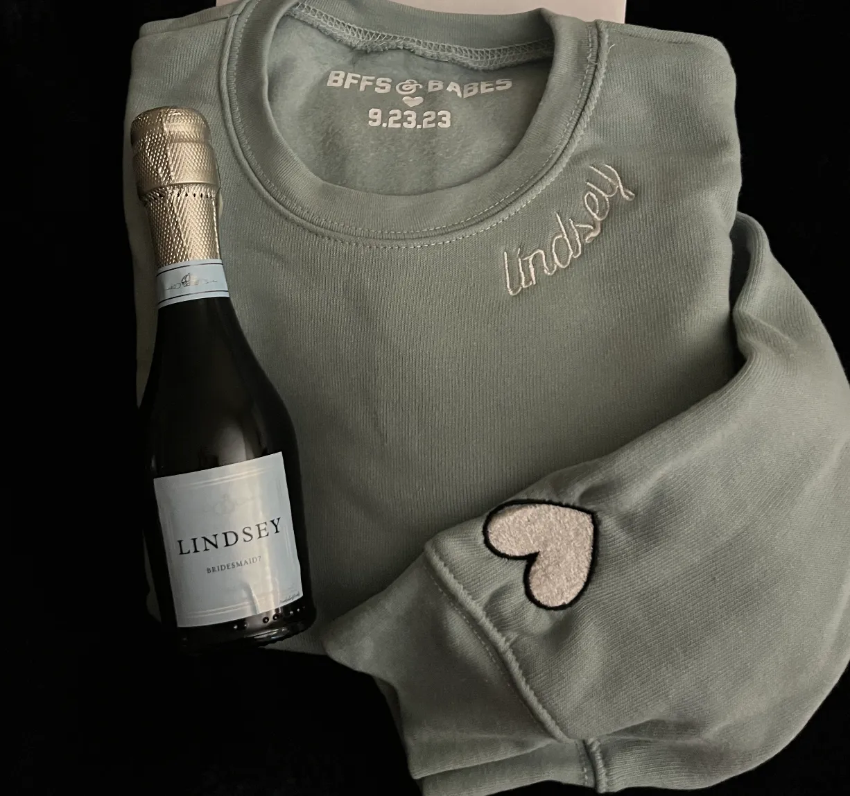 BFFS & BABES x YOU ♡ personalized label + stitch collar seafoam sweatshirt sold by BFFS & BABES product image thumbnail 4