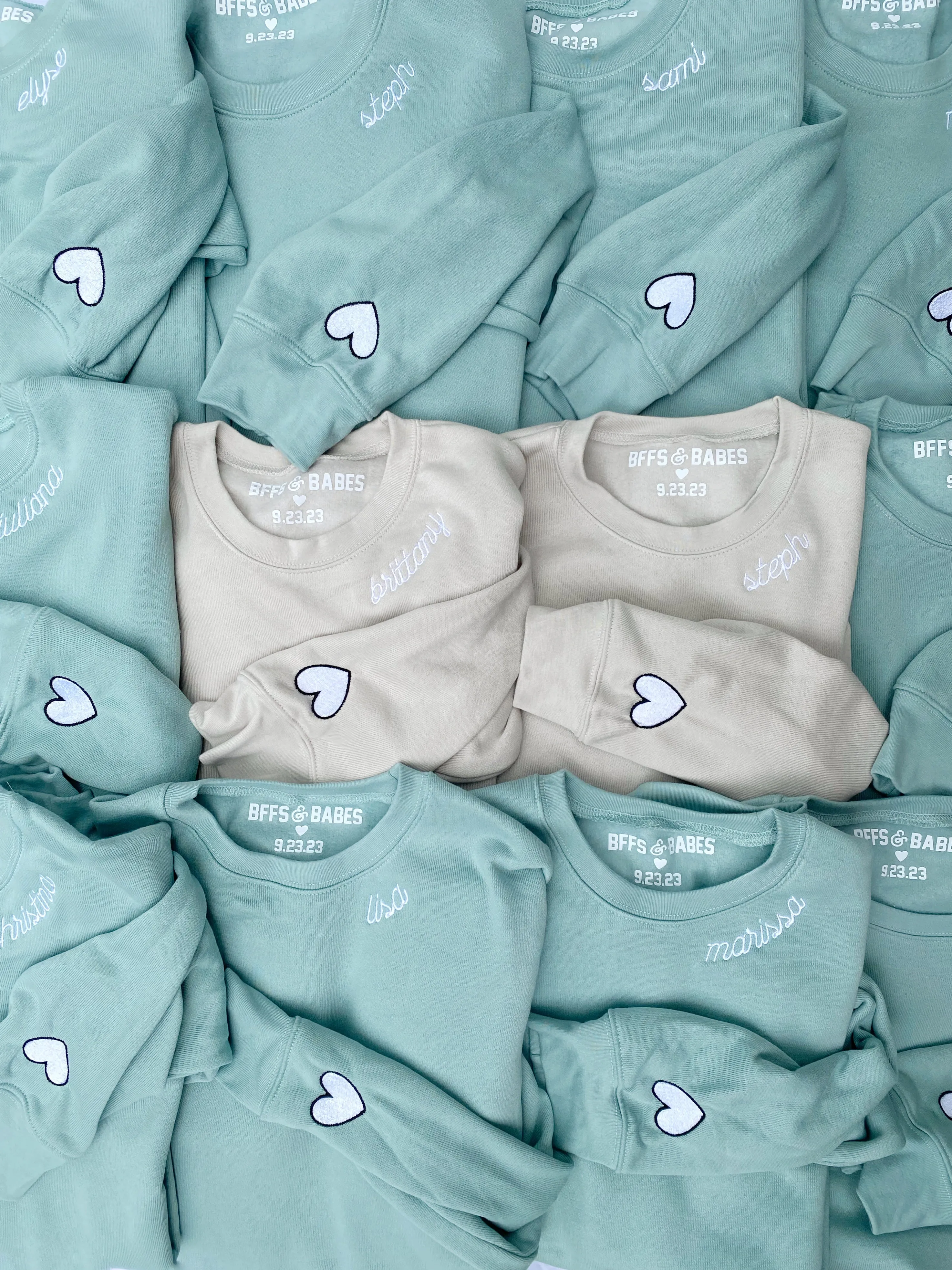 BFFS & BABES x YOU ♡ personalized label + stitch collar seafoam sweatshirt sold by BFFS & BABES product image thumbnail 3
