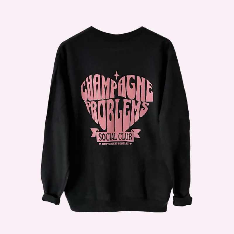 CHAMPAGNE PROBS SOCIAL CLUB ♡ printed sweatshirt sold by BFFS & BABES